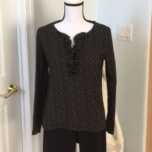 Loft Black w/beige polka dots blouse. M